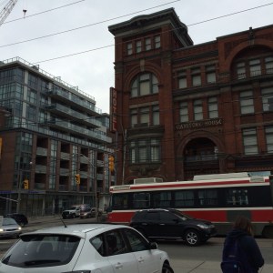 The Gladstone Hotel, the first stop of the Convenience Stories walk, as seen from the south side of Queen Street West.